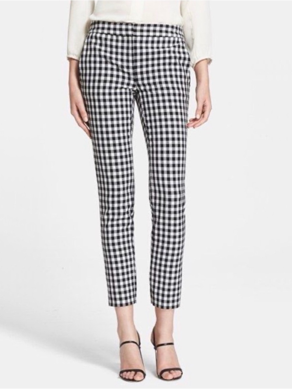 ✨Diane Von Furstenberg | Genesis Black & White Gingham Ankle Capri Pants | Sz 6